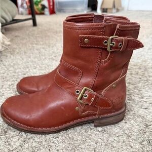 UGG Brown Combat‎ Moto Boots with Buckle Straps